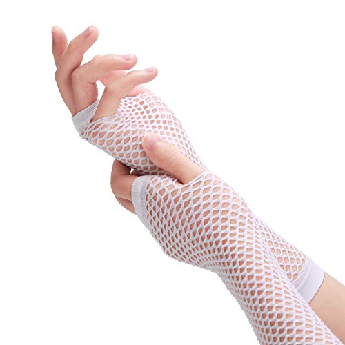 Savita White Long Fishnet Gloves For 80S Costume Evening Party Supplies (Pack Of 2) #TOP2