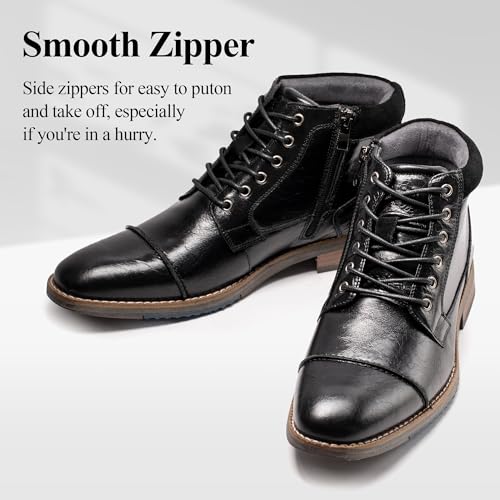 Image of Arkbird Mens Dress Boots, Genuine Leather Classic Casual Ankel Boots with Side Zipper