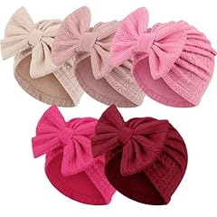 5 Pcs Wheat Patterned Bow Hats G/ 3-12 Months