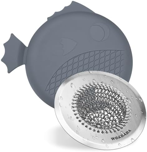 WOKDADA Umkehrbares Abflusssieb & Silikon-Abflussstopfen aus Edelstahl 304 | Patentiertes flexibles Netz, Schneller Wasserablauf, Starker Saugnapf, Universal Küchenabflusssieb, Ver