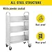 VEVOR Book Cart, 200LBS Library Cart, 49.2''x29.5''x13.8'' Rolling Book Cart, Single Sided V-Shaped Sloped Shelves with 4 Inch Lockable Wheels for Home Shelves Office School Book Truck, White