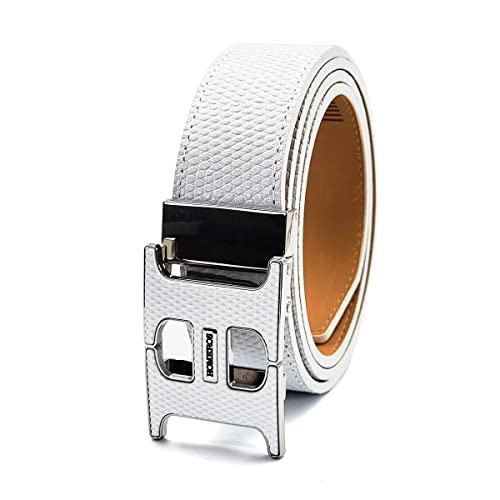 White Ball Homeros Slide Ratchet Golf Belt, 1.3" Wide Premium Genuine Leather, Buckle With Micro Adjustable Ratchet #TOP2