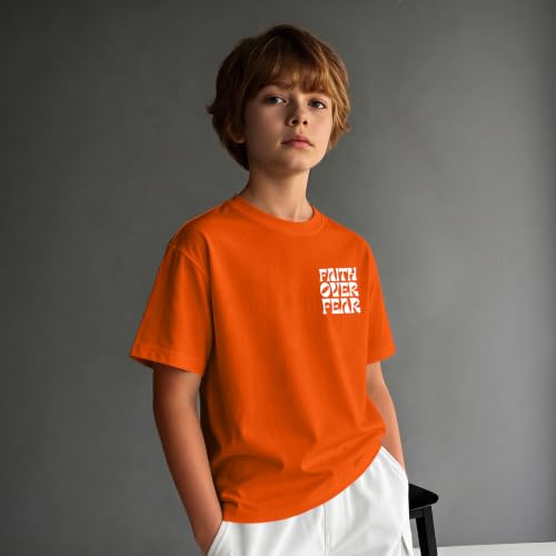 Image of Boys Faith Over Fear Shirt Christian Jesus T Shirts for Kids Religious Inspirational Bible Verse Graphic Tees Tops