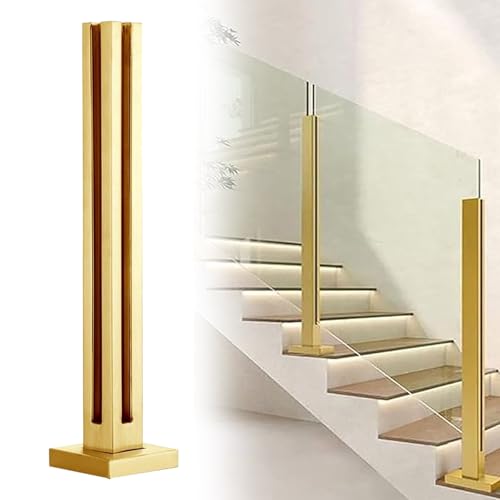 postes para barandillas de vidrio Poste De Barandilla De Cristal Para Escaleras, Poste De Barandilla Vítrea Negro, Dorado Y Plateado Para Balcón/patio, Pasamanos Interior(C - CORNER,Height 105cm)