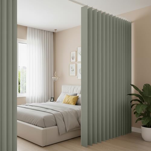 Raumteiler Vorhang Extra Breit H213xB254CM Wasserdicht, Raumtrenner Vorhänge mit Haken, Schrankvorhang Faltbarer Raumteiler für Bad/Schlafzimmer/Wohnzimmer/Büro/Sichtschutz(Hellgrau)