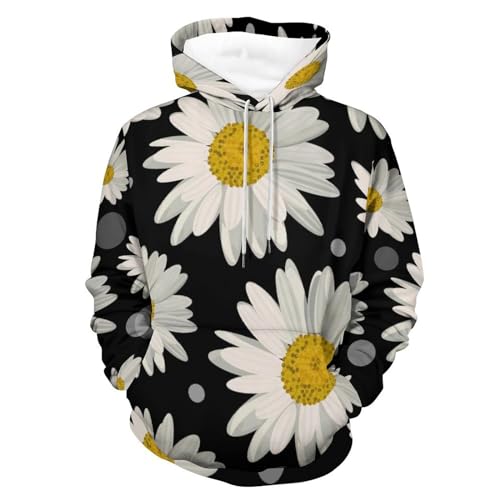 Sweat à capuche marguerite blanche pull unisexe taille S