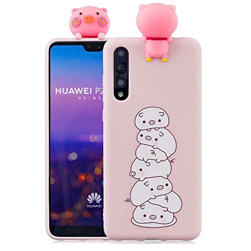 Kingtorn Huawei P20 Pro Case, Cute Cartoon Huawei P20 Pro Silicone Soft Flexible TPU Ultra Thin Slim Shockproof Phone Case for Huawei P20 Pro Pig