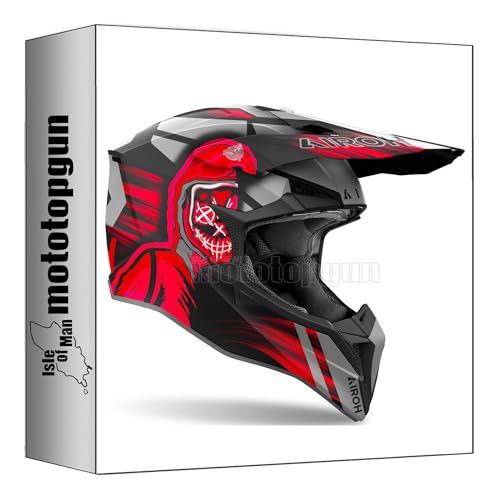 Casque tout-terrain Airoh Wraap Cyber rouge mat XS avec boucle double D