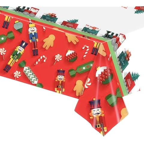 POPOYU Christmas Waterproof Tablecloth for Parties Cover