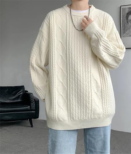 Men's Crew Neck Loose Knit Pullover Sweater Solid Color Comfortable Everyday Wear2