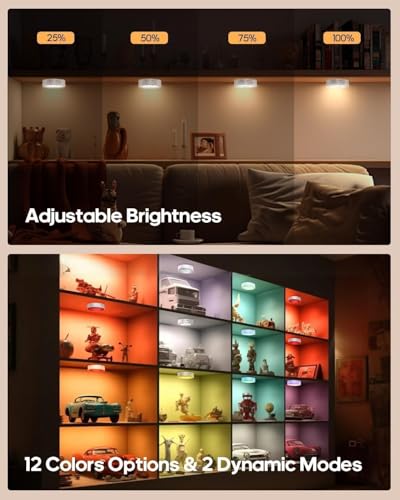 Image of GOODEA.fun Puck Lights with Remote, 13 RGB Colors LED Under Cabinet Lights, Rechargeable Baterry Operated Under Cabinet Lighting Tap Lights, Stick on Lights with Dimmer and Timer(3 Pack)