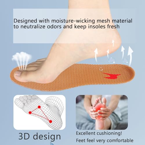 Image of Shoe Insoles, Comfort Thin Lightweight Shock Absorption and Cushion Shoe Insole, Best Insoles for Men and Women for Everyday Use (Blue, S:(Men5.5-6.5 /Women6.5-7.5))