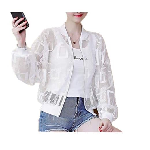 NOBRAND Sommar vardaglig enfärgad baseball kort jacka ny damer transparent tunn sektion lös bomberjacka solskydd cardigan jacka