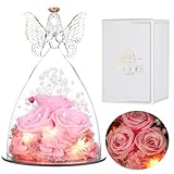 Picture of Ocosy Mothers Day Rose Gifts for Her, Large Angel Rose Gifts for Women, Forever Real Roses in Figurines, Guardian With Roses Flower, Peach Pink