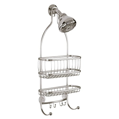 iDesign-York-Metal-Wire-Hanging-Shower-Caddy-Satin-Silver-Extra-Wide-Space-975-x-4-x-22-Hooks-for-Razors-Towels-For-Shampoo-Conditioner-Soap