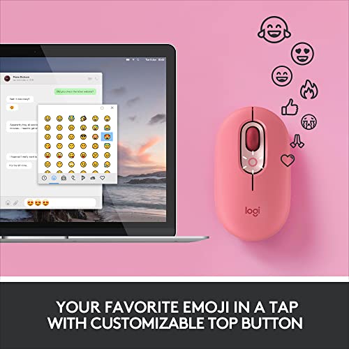 Image of Logitech POP Wireless Mouse and POP Keys Mechanical Keyboard Combo - Customisable Emojis, SilentTouch, Precision /Speed Scroll, Compact Design, Bluetooth, USB, Multi-Device, OS Compatible - Heartbreak