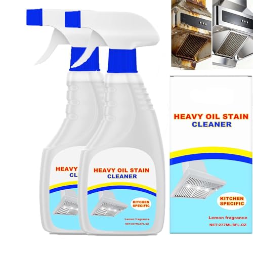 Détachant de taches d'huile polyvalent, nettoyant pour casseroles et poêles pour appareils électroménagers, hottes de cuisinière, élimine sans effort la graisse et la saleté tenaces, (2PCS)