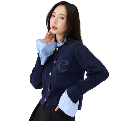 [EIMY ISTOIRE] Attached collar ニットジャケット (NAVY)