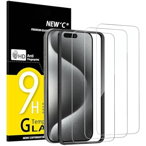 NEW'C Tempered Glass Protector for iPhone 15 Pro Cover