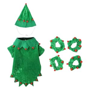 JEATHA Pet Funny Clothes Apparel Cats Dogs Cosplay Costumes for Cosplay Party Photo Props Elf Medium