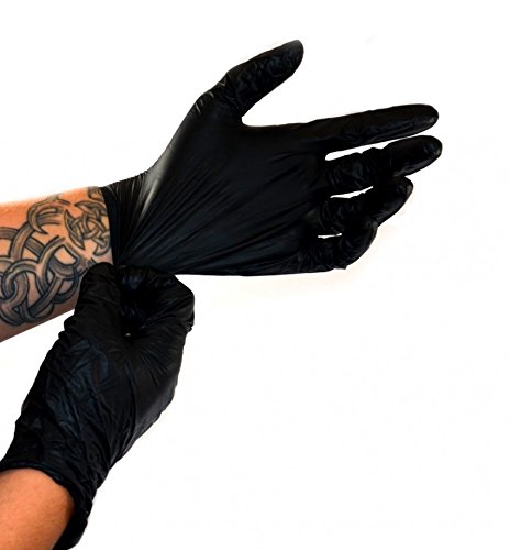 100 PZ. Nitras Black Scorpion Guanti in lattice nero taglia M Guanti Monouso 8220