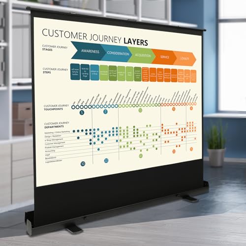 Écran de projection autoportant 80" 4:3 blanc mat pour réunion et cinéma