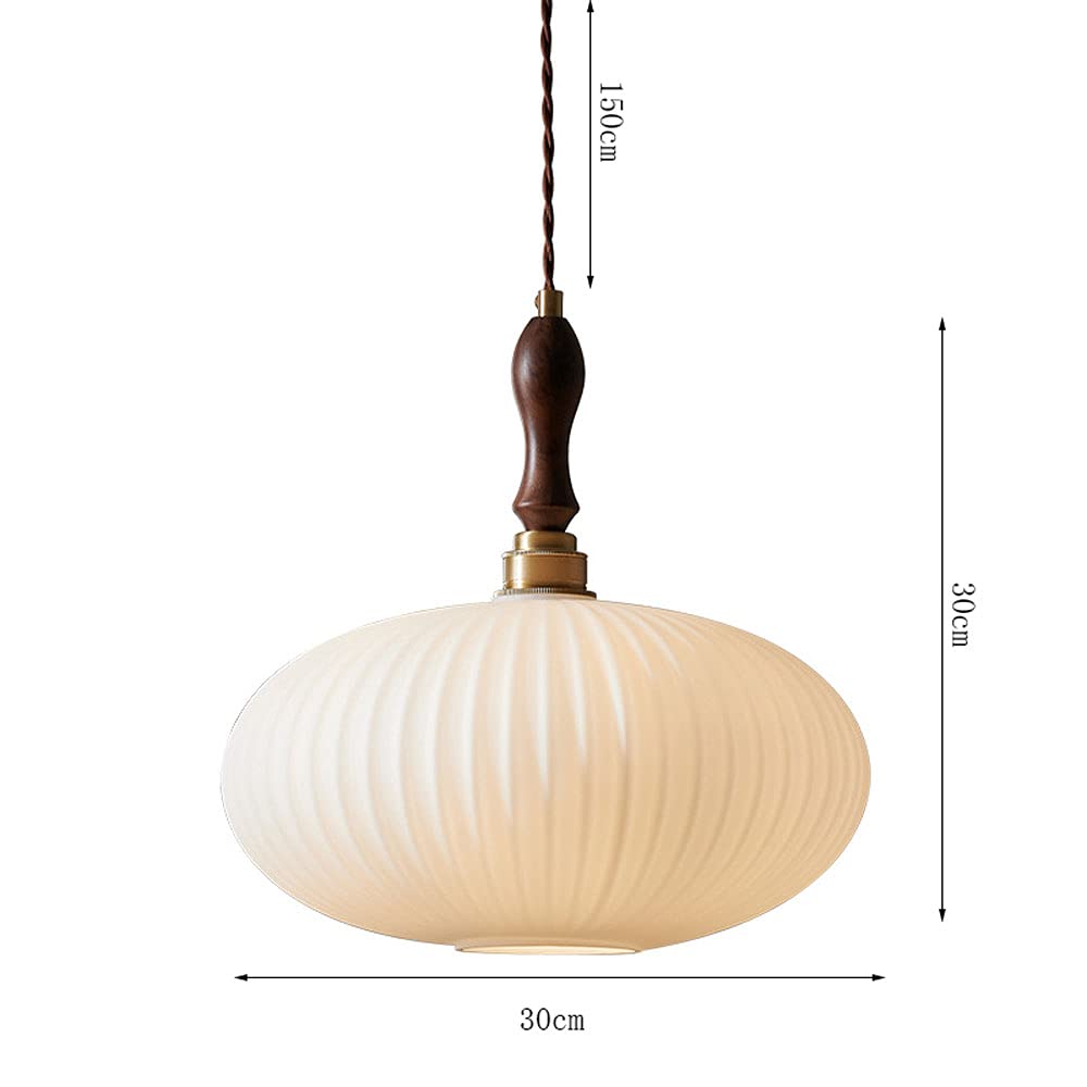 Luz, Lámpara colgante de Luces LED, lámpara de troncos de nogal Retro de 1 Luz, Cuerpo de lámpara, pantalla de vidrio, lámpara colgante de techo Ajustable, adecuada para pasillos,