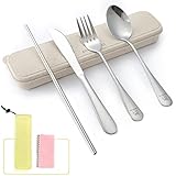 Boulder Bee | Travel Utensils Set | Reusable Camping Cutlery Set | Stainless Steel Flatware Set | Po