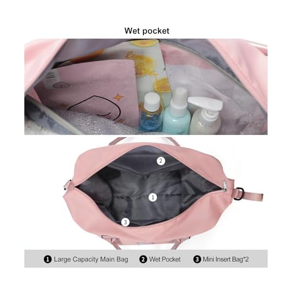 Travel Duffel Bag,Sports Tote Gym Bag,Shoulder Weekender Overnight Bag for Women - Image 6