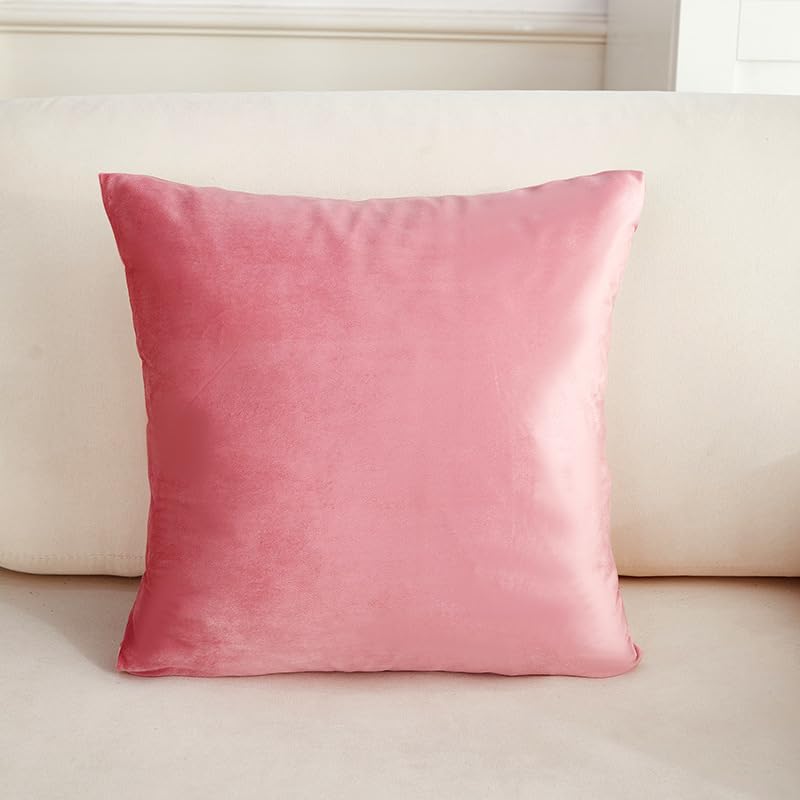 Lot de 3 taies d'oreiller en velours rose 45x45 cm imprimé vert pour canapé