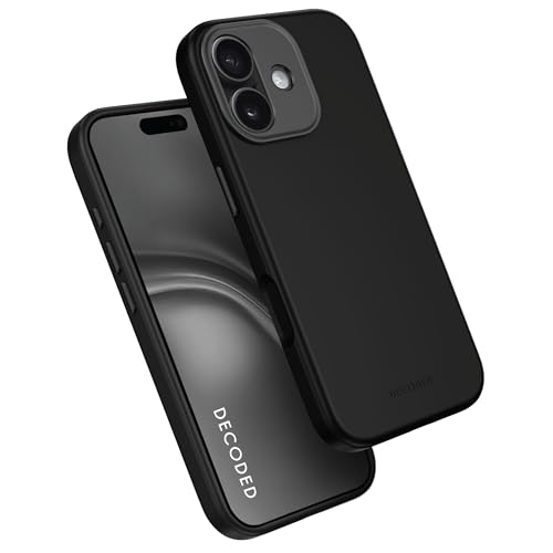 DECODED Coque pour iPhone 17, Silicone Liquide, Antimicrobien, Compatible avec MagSafe, Magnétique, Protection Caméra, Bouton Camera Control, Anti-Rayures, Noir