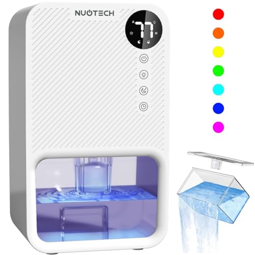 NUOTECH Dehumidifier for home 1100ml Smart and Portable Mini Air Dehumidifier for Damp, Mould, Moisture in Home, Kitchen, Bedroom, Bathroom, Caravan, Garage Office, Basement - White…