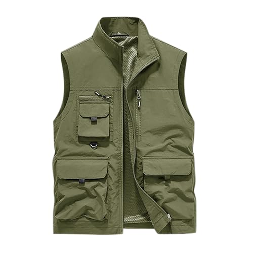 Big and Tall Cargo Vest for Men Zip Up Tactical Vest Lightweight Hiking Vest Outdoor Sleeveless Vest Casual Vest2