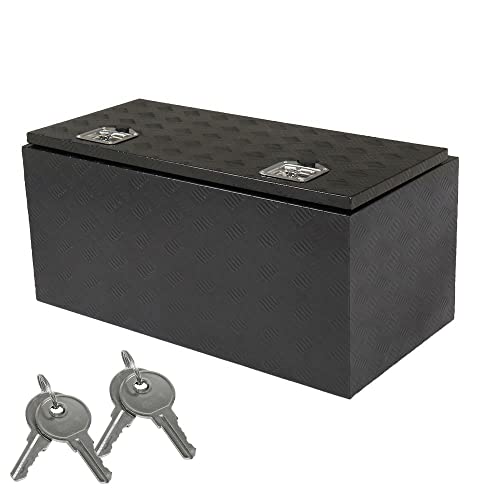 36 Inch Heavy Duty Aluminum Diamond Plate Tool Box With T-Handle Latch Dual Lock Pickup Truck Underbody Trailer Storage Organizer For Rv, Trailer & Truck Black #TOP27