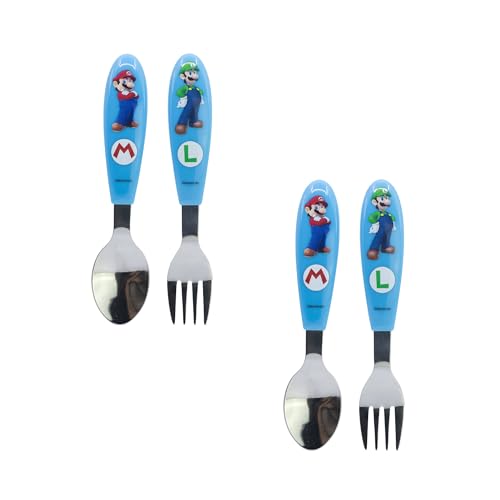 Catálogo para Comprar On-line Cubertería infantil los mejores 10. 44 Stor – Set de 4 Cubiertos Infantiles Super Mario | Producto Oficial con Licencia Nintendo | Acero Inoxidable | Mangos Ergonómicos | Diseño Colorido | Ideales para Lonchera y...