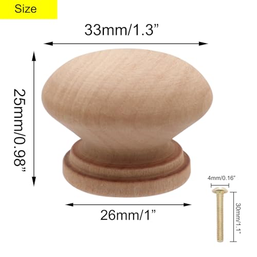 Boutons de commode en bois brut en forme de champignon x20 - 3