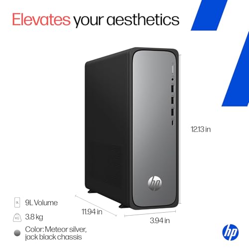 Image of HP OmniDesk Slim, 13th Gen Intel Core i3-13100 (8GB DDR5, 512GB SSD), Win11, M365* Office 24, Meteor Silver, 3.8kg, Black Wired Keyboard, UHD Graphics, S03-0019in