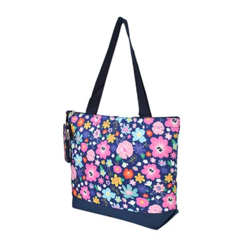 Image of NGIL Medium Top Zipper Closure Canvas Tote Bag with Attached Matching Coin Purse For Moms and Nurses