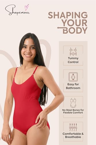 Image of SHAPEMOUR Thong Bodysuit for Women, Slimming Design Shapewear for Women, Tummy Control Body Shaper with Silicone Grip, No Steel Bones for All Day Comfort, Seamless Sculpting Bodyshaper