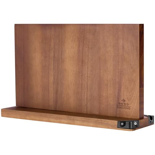 ENOKING Grande Iman Cuchillos de Cocina, Soporte Cuchillos Cocina de Doble Lado, Porta Cuchillos Cocina Magnético de Madera de Acacia, Organizador Cuchillos con Afilador de Cuchillos