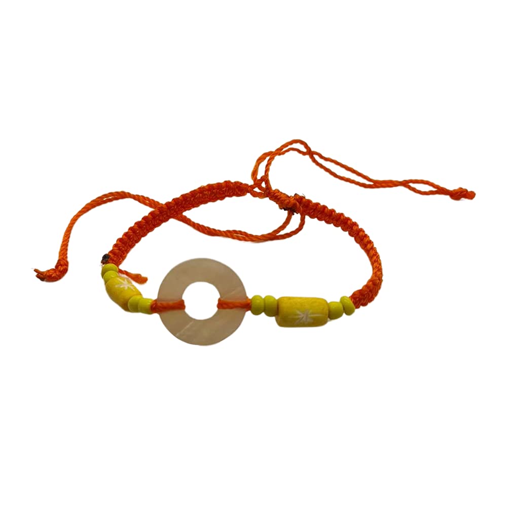 VIE Beach Bracelet, Circle and Beads, Orange