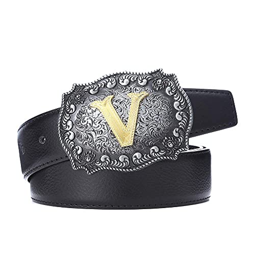 Image of HUABOLA CALYN Belt Buckle Men, Western Cowboy Rodeo Small Alphabet Letter ABCDMRJ to Z Initial Belt Buckles for Women