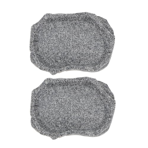 BESPORTBLE 2 Piezas Bebedero para Mascotas Cuencos de Reptiles comederos para lagartijas Comedero para Reptiles Bebedero para Reptiles Platos de Agua para Mascotas Lavabo de Lagarto Grey