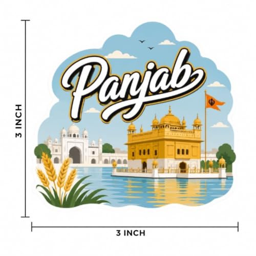 Image of Apna Gift Punjab Theme Souvenir Wooden Fridge Magnet for Refrigerator - Printed Fridge Magnet for Kitchen & Fridge Decor | Perfect Souvenir Gift | Fridge Decoration | Size 3x3 Inches | Pack of 1