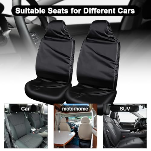 Image of STHIRA Set of 2 Car Chair Covers,Full Coverage Driver's Seat Cover Passenger Seat Cover Universal Slip-on Anti-Scratch Protective Car Waterproof for SUV