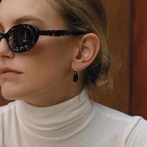 Image of Fullpop Vintage Earrings for Women, Chunky 14K Gold Plated Resin Hoop Earrings Lightweight Hollow Drop Earrings Hypoallergenic Earrings for Women Vintage Anthropologie Jewelry Gifts for Women