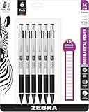 Zebra M-301 Mechanical Pencils 0.5mm, Standard Stainless Steel HB Lead Pencil, 6 Pack with 15 Bonus Eraser Refills
