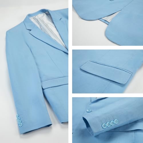 JinXuanYa Men's 3 Piece Linen Suit - Regular Fit Cotton Linen Blazer, Vest & Pants Set4