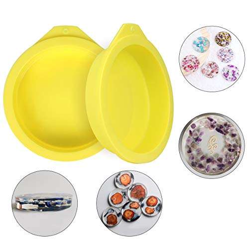 Silicone Cake Molds 4 Inch Round Cake Pans DIY Rainbow Layer Cakes Baking Mold Silicone Baking Pan Set for Cake Pancake Taco Shell Pizza Crust Omelet Frittata and Resin Craft, Set of 6, Yellow - Thumbnail 4