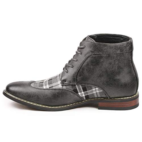Metrocharm Alex-07 Men's Plaid Lace Up Wing Tip Classic Oxford Boot4